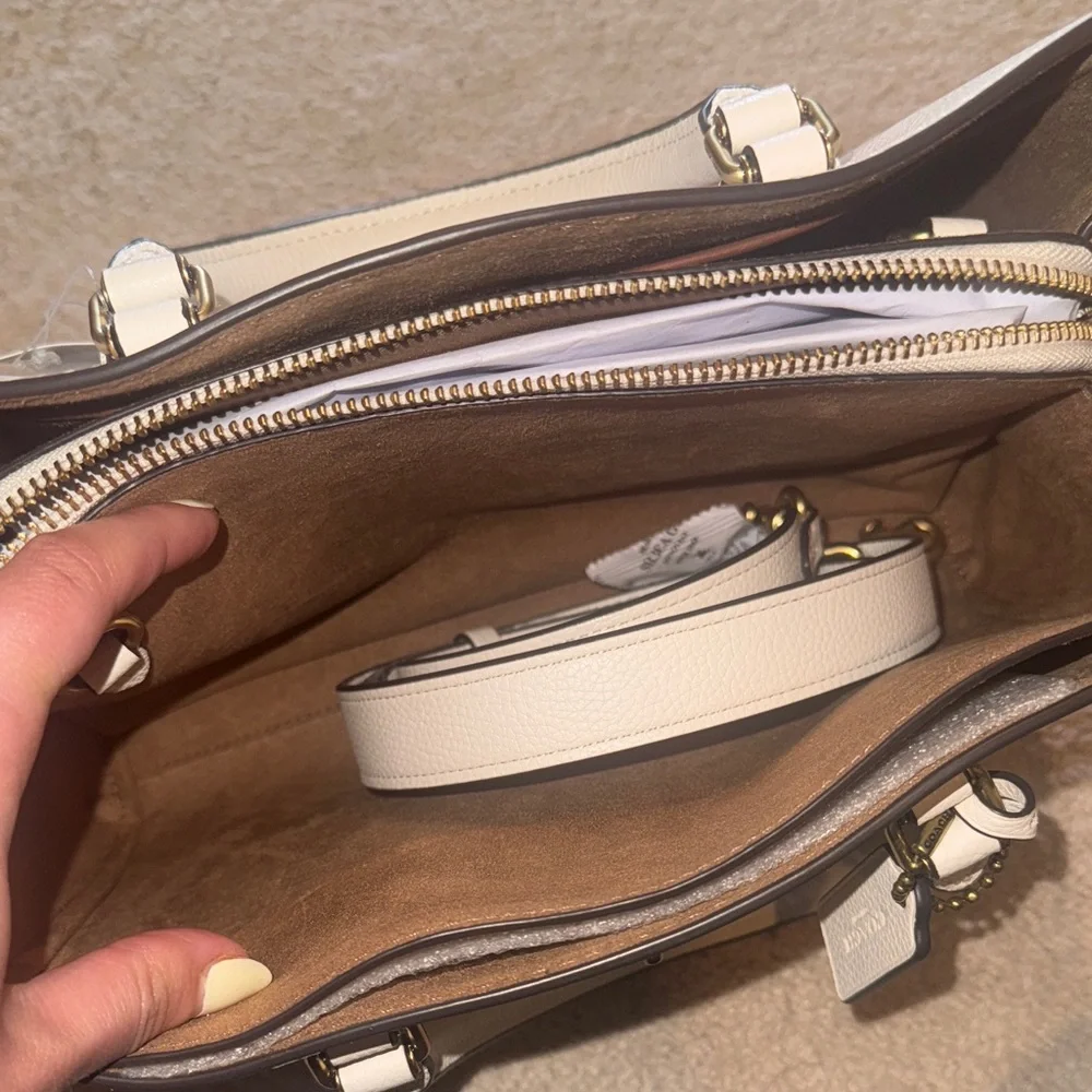 Coach Cream Satchel with Gold Accents - Picture 8 of 16